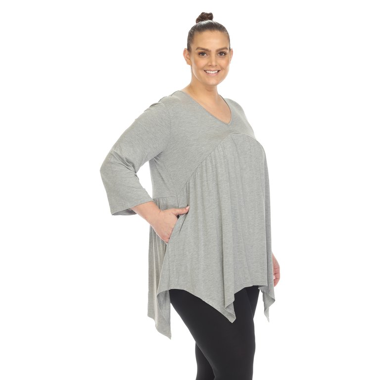 Women's Plus Size Empire Waist V-Neck Tunic Top