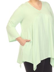 Women's Plus Size Empire Waist V-Neck Tunic Top