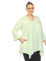 Women's Plus Size Empire Waist V-Neck Tunic Top