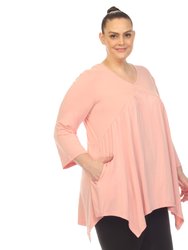 Women's Plus Size Empire Waist V-Neck Tunic Top