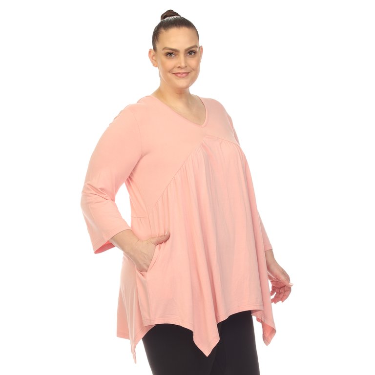 Women's Plus Size Empire Waist V-Neck Tunic Top