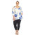 Women's Plus Size Floral Printed Cold Shoulder Tunic - White/Blue