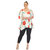 Women's Plus Size Floral Printed Cold Shoulder Tunic - White/Red