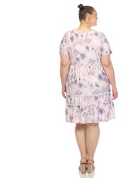 Women's Plus Size Floral Short Sleeve Knee Length Dress