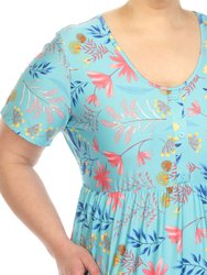 Women's Plus Size Floral Short Sleeve Knee Length Dress