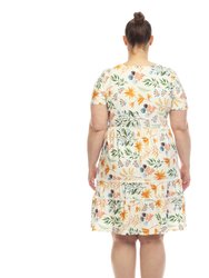 Women's Plus Size Floral Short Sleeve Knee Length Dress