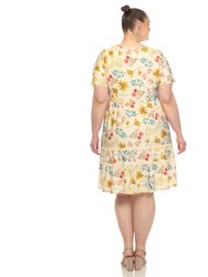 Women's Plus Size Floral Short Sleeve Knee Length Dress