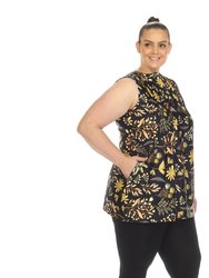 Women's Plus Size Floral Sleeveless Tunic Top