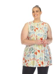 Women's Plus Size Floral Sleeveless Tunic Top