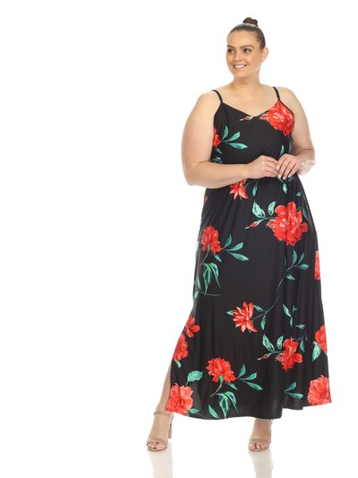 White Mark Women's Plus Size Floral Strap Maxi Dress product