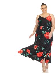 Women's Plus Size Floral Strap Maxi Dress