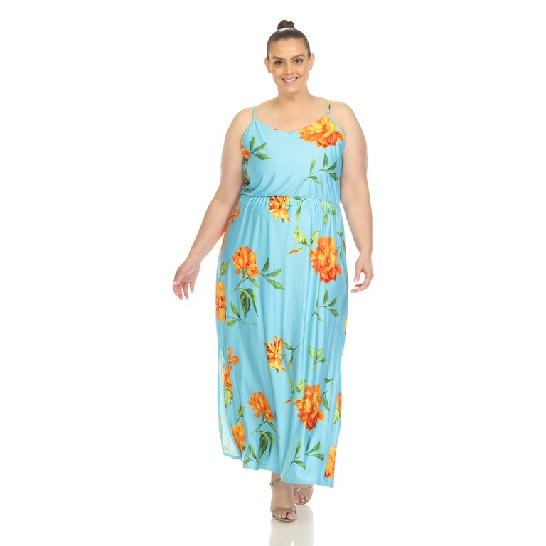 Women's Plus Size Floral Strap Maxi Dress