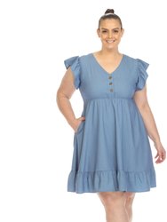 Women's Plus Size Ruffle Sleeve Ruffle Sleeve Knee-Length Dress
