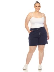 Women's Plus Size Super Soft Drawstring Waistband Sweat Short - Navy