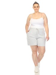 Women's Plus Size Super Soft Drawstring Waistband Sweat Short - Heather Grey