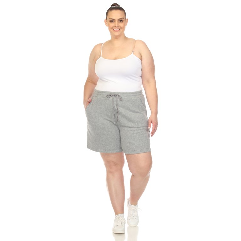 Women's Plus Size Super Soft Drawstring Waistband Sweat Short - Charcoal