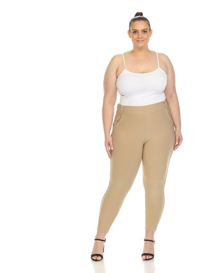 White Mark Women's Plus Size Super Soft Elastic Waistband Scuba Pants product
