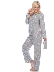 Women's Polka Dots Three Piece Pajama Set