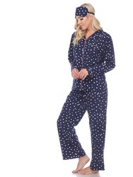 Women's Polka Dots Three Piece Pajama Set