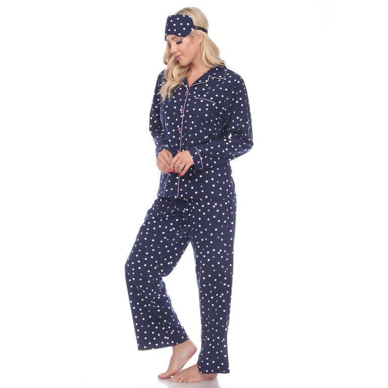 Women's Polka Dots Three Piece Pajama Set