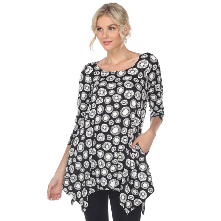 Women's Printed Geometric Circle Tunic Top