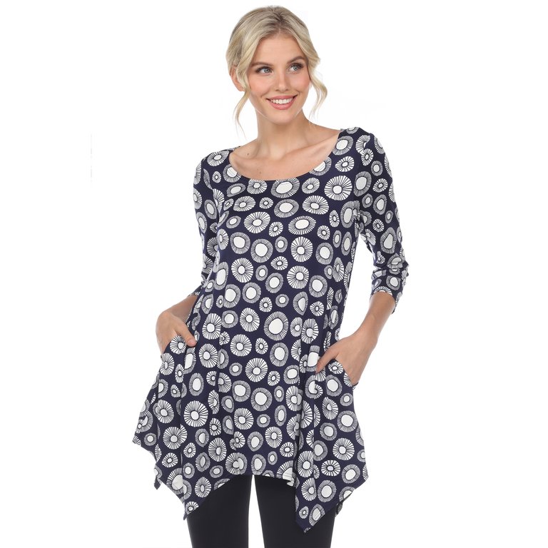 Women's Printed Geometric Circle Tunic Top