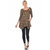 Women's Printed Geometric Circle Tunic Top - Black/Beige