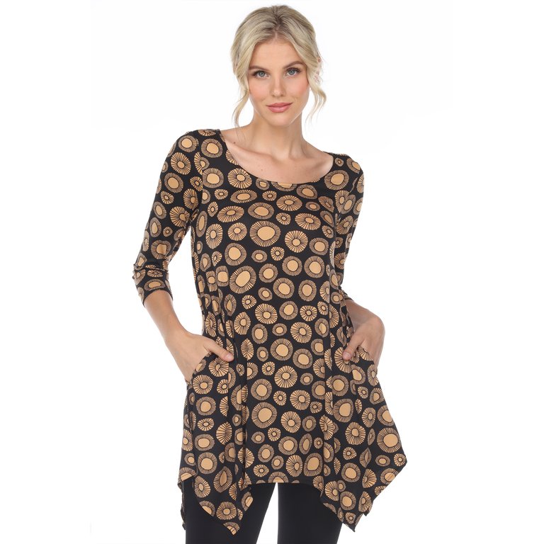 Women's Printed Geometric Circle Tunic Top