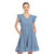 Women's Ruffle Sleeve Knee-Length Dress - Blue