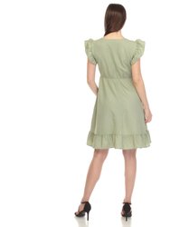 Women's Ruffle Sleeve Knee-Length Dress