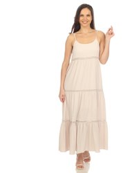 Women's Scoop Neck Tiered Maxi Dress - Beige