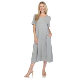 Women's Short Sleeve Midi Dress - Heather Grey