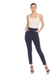 Women's Super Soft Elastic Waistband Scuba Pants - Navy