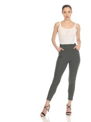 Women's Super Soft Elastic Waistband Scuba Pants - Olive