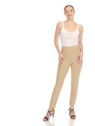 Women's Super Soft Elastic Waistband Scuba Pants - Beige