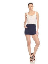 Women's Tailored Front Button Shorts - Navy
