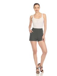Women's Tailored Front Button Shorts - Olive
