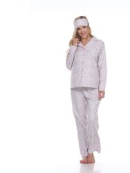 Women's Three Piece Pajama Set - Pink Cheetah
