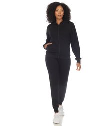 Women's Two Piece Fleece Sweatsuit Set - Black