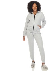 Women's Two Piece Fleece Sweatsuit Set - Grey