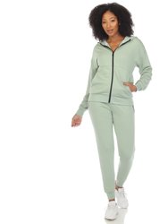 Women's Two Piece Fleece Sweatsuit Set - Green