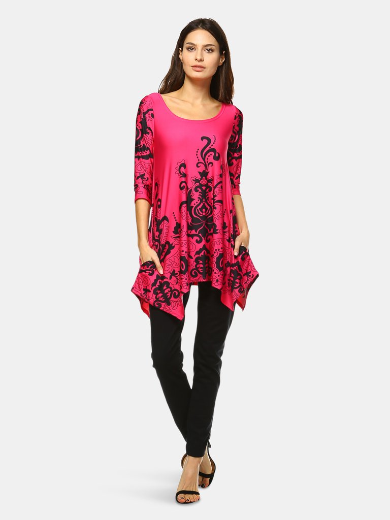 Yanette Tunic  Top - Pink