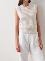 Air Plush Ribbed Vest Sweater - White Marl
