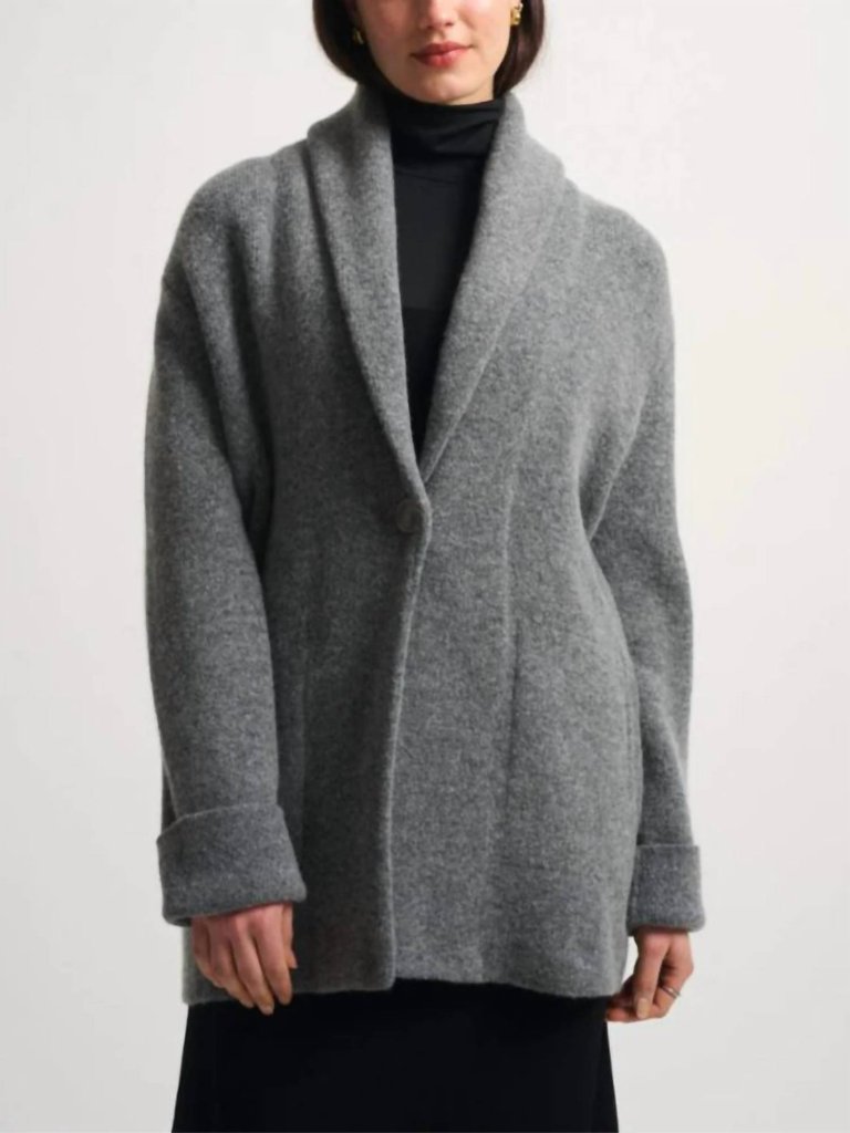 Brushed Lofty Blend Shawl Collar Coat - Grey