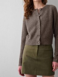 Cashmere Ribbed Button Cardigan - Driftwood
