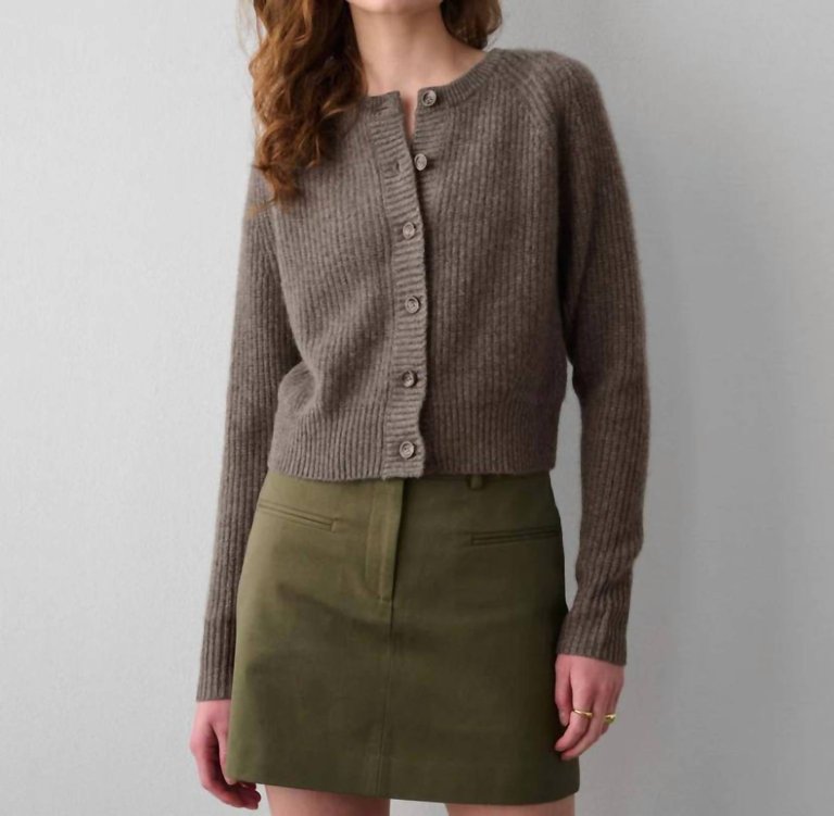 Cashmere Ribbed Button Cardigan - Driftwood