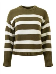 Core Spun Cotton Striped Crewneck Sweater