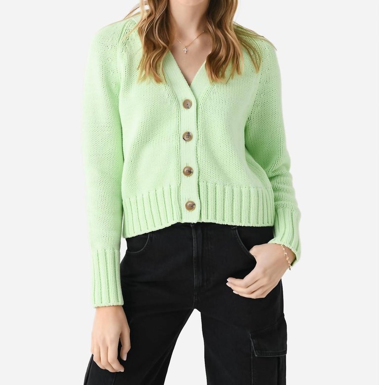 Cotton Rope Button Cardigan In Lime Cord - Lime Cord