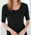 Elbow Sleeve Scoop Neck Top - Black