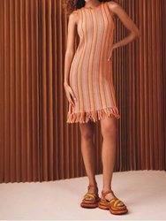 Mercerized Fringe Dress In Orange Combo - Orange Combo